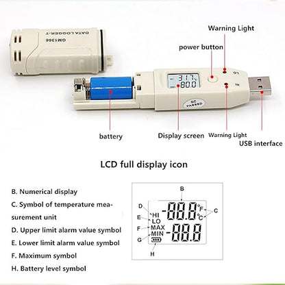 Temperature Data Logger, Battery Powered Low Power Consumption Digital Humidity - Image 9