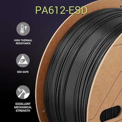 Polymaker Fiberon PA612-ESD 3D Printer Filament 1.75mm 3kg, ESD-Safe Carbon - Image 3
