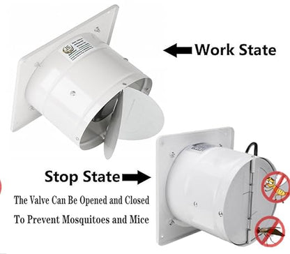 6 inch Exhaust Fan Wall Mounted Garage Ventilation Fan, 290CFM Metal Attic - Image 4
