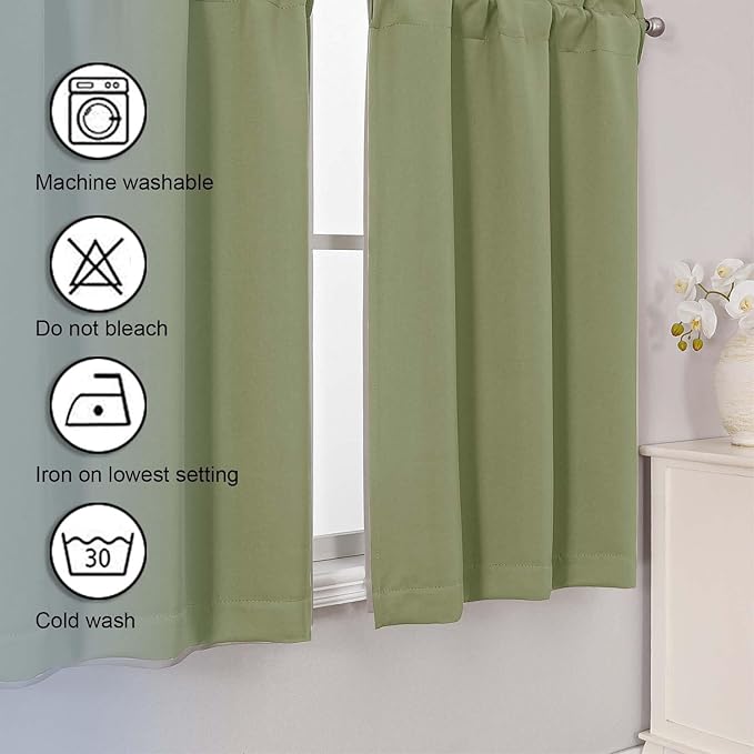 Chyhomenyc Sage Green Short Blackout Curtains 36 Inch Length, Small Kitchen - Image 7