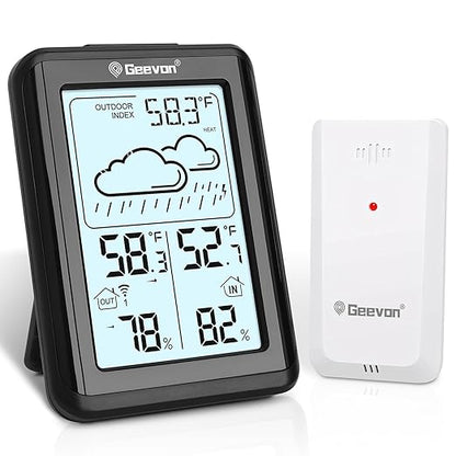 Geevon Indoor Outdoor Thermometer Wireless 200ft/60m, Digital Temperature by GEEVON