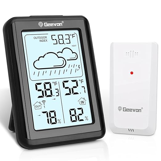Geevon Indoor Outdoor Thermometer Wireless 200ft/60m, Digital Temperature by GEEVON