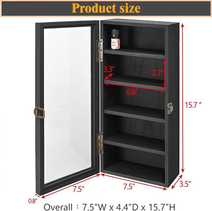 Wall Mounted Wooden Collectible Display Case 5 Shelf Display Storage - Image 3