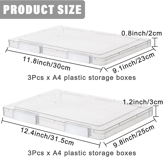 6 Pcs Clear A4 File Portable Project Case, Plastic Storage Box - Image 2