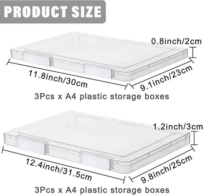 6 Pcs Clear A4 File Portable Project Case, Plastic Storage Box - Image 2