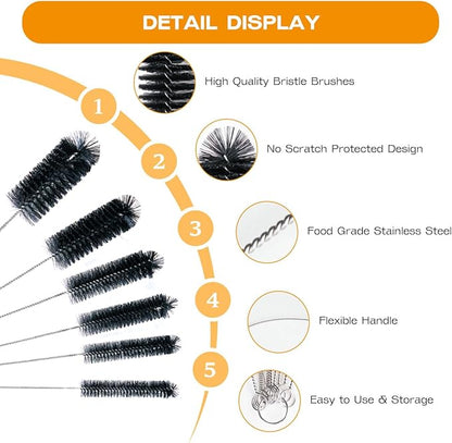 Straw Cleaner Brush Set, 6 Piece 12" Long Pipe Tube Bottle Brushes - Image 5