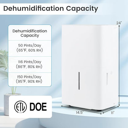 DORTALA 150 Pints Dehumidifier for 7000 Sq.Ft Large Rooms, Home Dehumidifier - Image 7