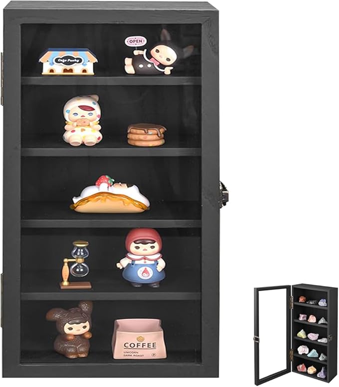 Wall Mounted Wooden Collectible Display Case 5 Shelf Display Storage by LITAITAI