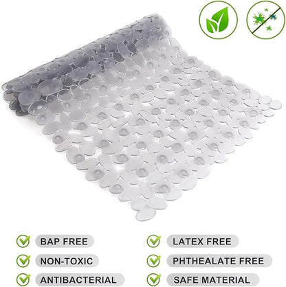 WELTRXE Non Slip Bathtub Mat 35 x 16 Inches Pebbles Shower Mats - Image 2