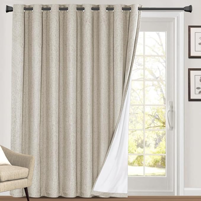 PrinceDeco Linen Blackout Curtains 108 Inches Long Faux Linen Blackout Curtains by PrinceDeco