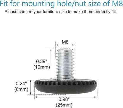 uxcell M8 x 10 x 25mm Leveling Feet Adjustable Leveler Floor Protector - Image 2