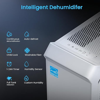 3, 500 Sq.Ft Most Efficient Energy Star 2024 Dehumidifier, Vellgoo Max 80 - Image 7