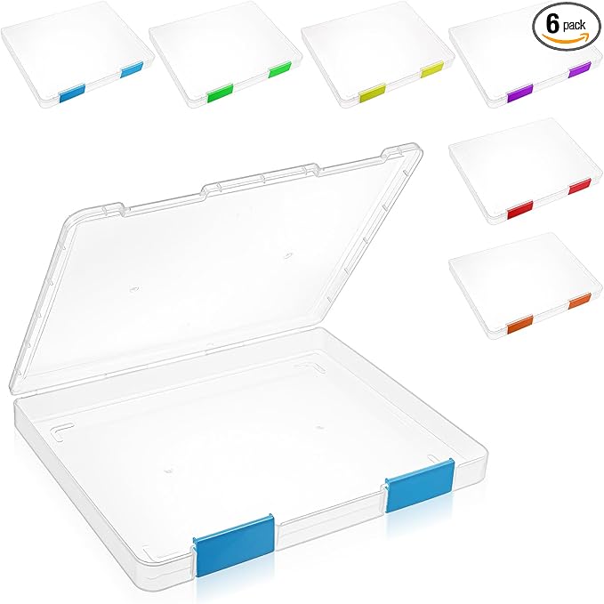 6 Pcs Clear A4 File Box Document Plastic Storage Box Paper Plastic Case Board by Unknown