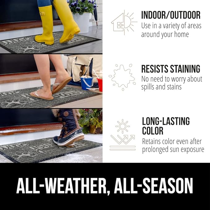 GORILLA GRIP 100% Waterproof All-Season WeatherMax Doormat, US Designed Natural - Image 3