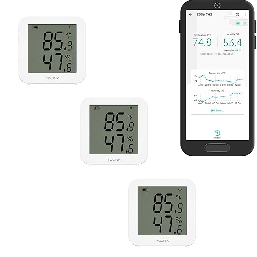 YoLink Indoor Hygrometer Thermometer, 2-Year Data Storage Export, Advanced by YoLink