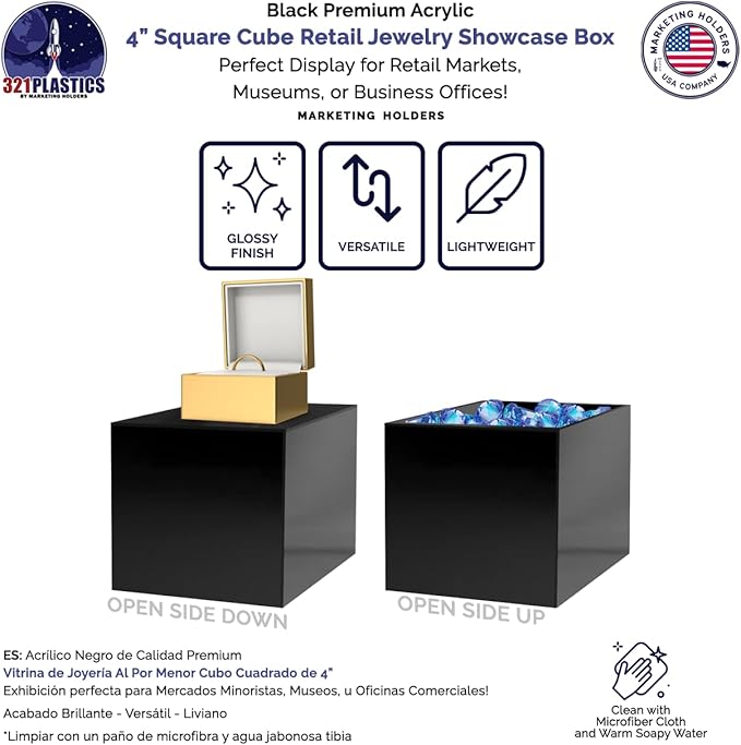 2 Pack 4" Acrylic Display Riser Box - Image 3