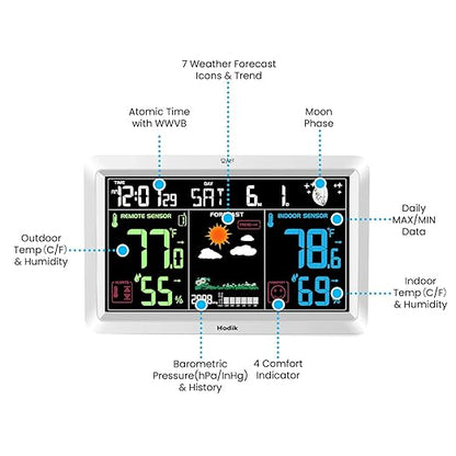 Weather Station with Atomic Clock Indoor Outdoor Thermometer Wireless, Humidity - Image 2