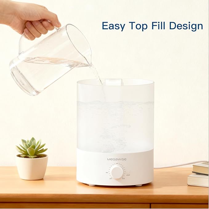 MegaWise Ultrasonic Cool Mist Humidifier | Quiet Operation, Top Fill, Auto - Image 3