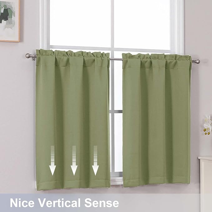 Chyhomenyc Sage Green Short Blackout Curtains 24 Inch Length, Small Kitchen - Image 6