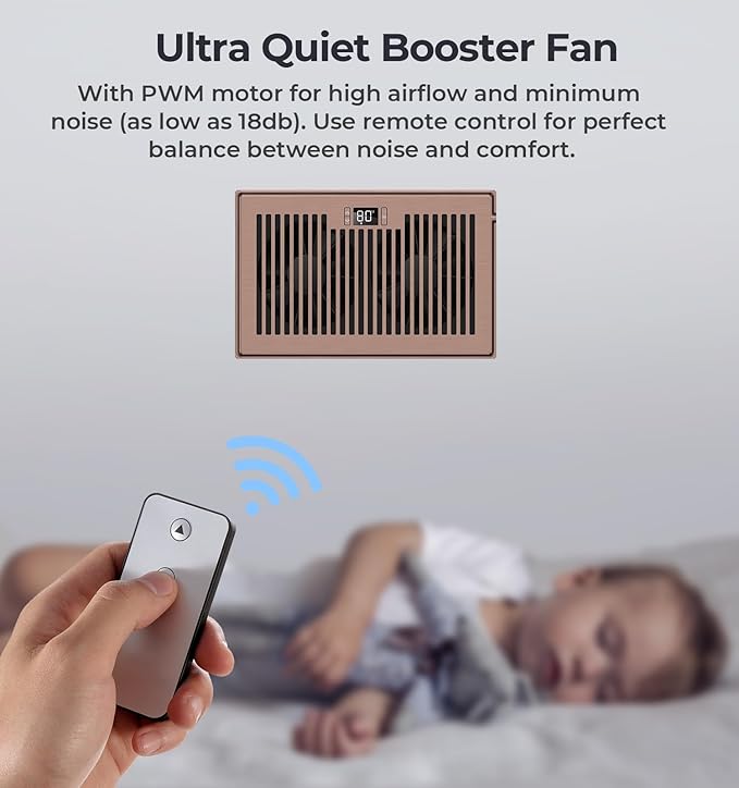 Quiet Register Booster Fan Fits 6" x 10" Register Holes, 10-Speed Smart Heating - Image 5