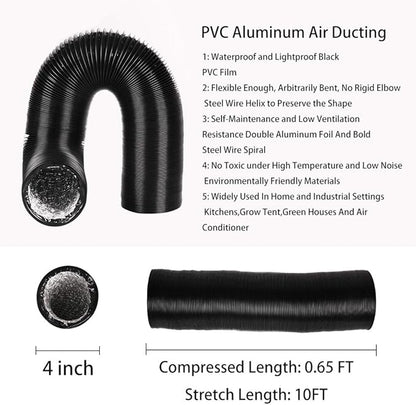 4Inch 10FT Long Flexible Aluminum Air Ducting, Heavy-Duty Black 4 Layer Dryer - Image 2