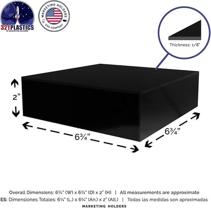 Black Acrylic Display Box Versatile 5 Sided Pedestal 6.75" x 6.75" x 2 Inch - Image 6