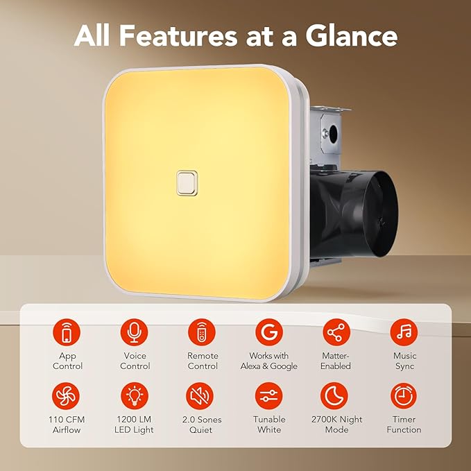OREiN Matter Smart Bathroom Exhaust Fan - Image 4