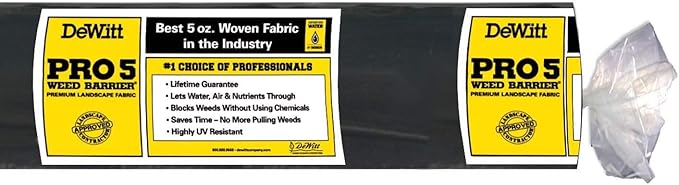 Dewitt 2-Pack Pro-5 Weed Barrier Fabric 5 oz, 4 x 250 Feet – Heavy-Duty Woven by DeWitt