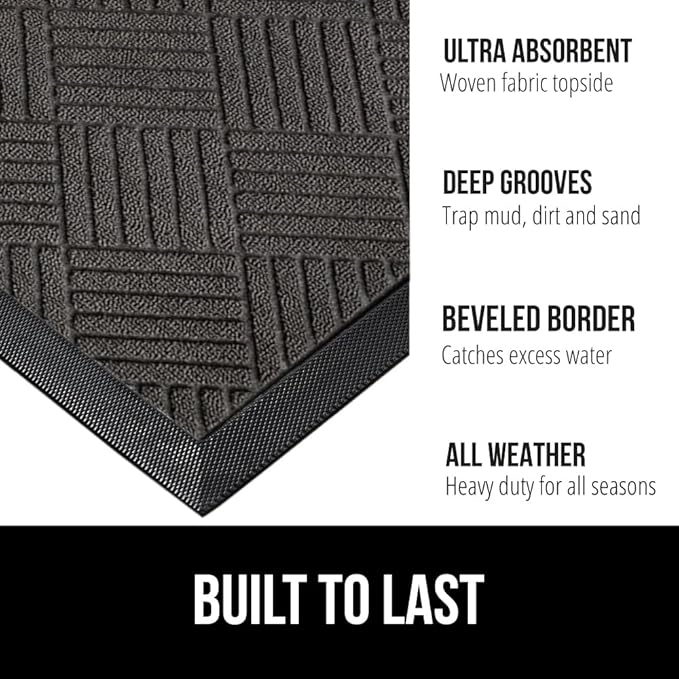 GORILLA GRIP 100% Waterproof All-Season WeatherMax Doormat 35x23, US Designed - Image 2