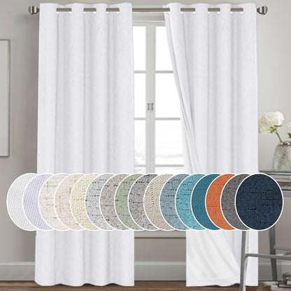 PrinceDeco Blackout Curtains for Bedroom/Living Room Light Blocking White by PrinceDeco