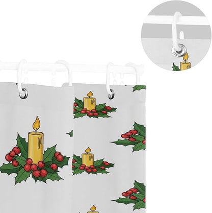 Christmas Candle Yellow Shower Curtain Liner 72×72 inch - Image 5