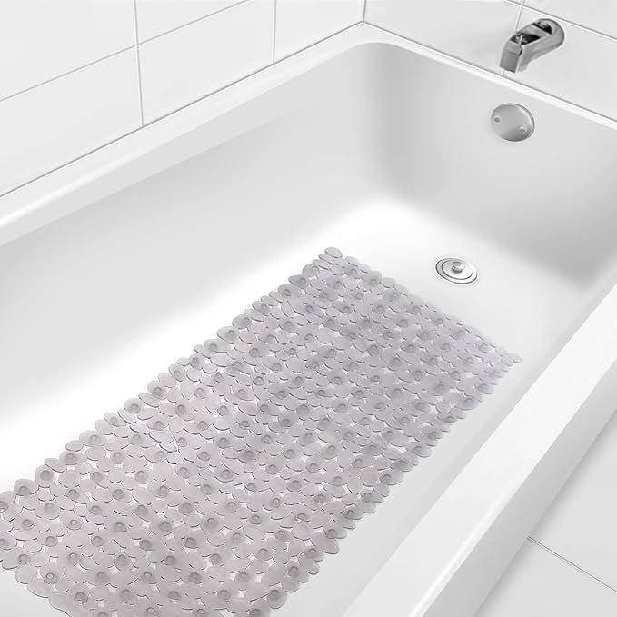 WELTRXE Non Slip Bathtub Mat 35 x 16 Inches Pebbles Shower Mats - Image 7