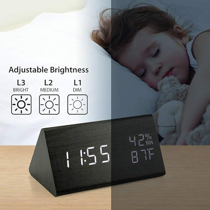 OCT17 Wooden Alarm Clock, Smart LED Digital Clock - Image 4