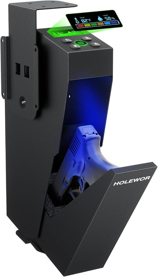 Gun Safe Biometric Pistol Safe Fingerprint Drop Down Mount Handgun Safe Under by HOLEWOR