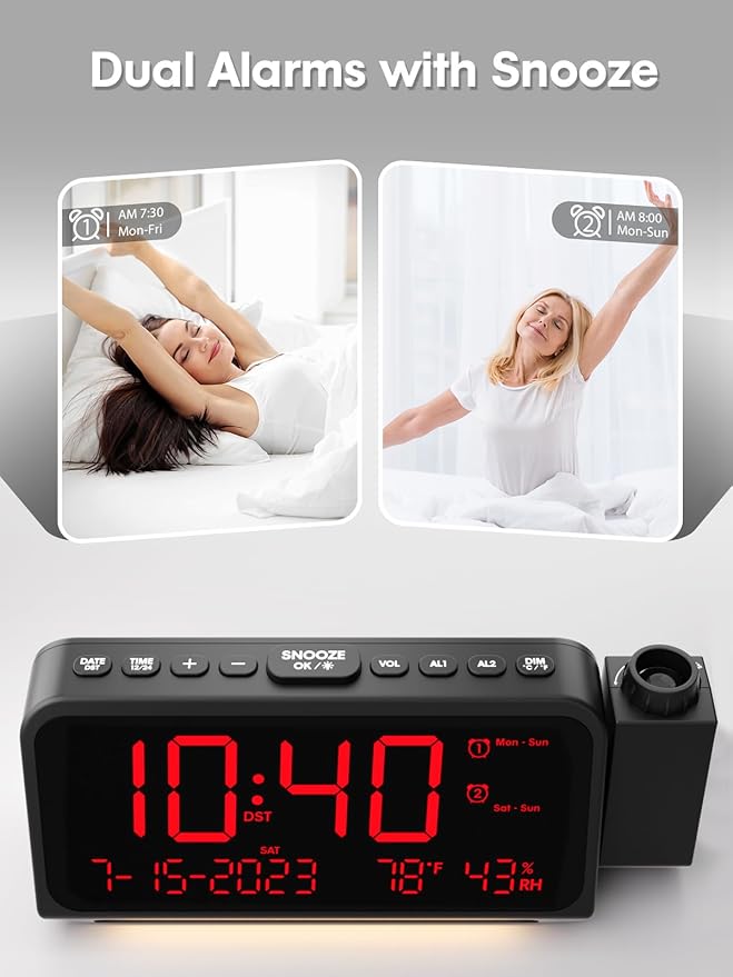 ROCAM Projection Clock for Bedroom, Digital Clock - Image 5
