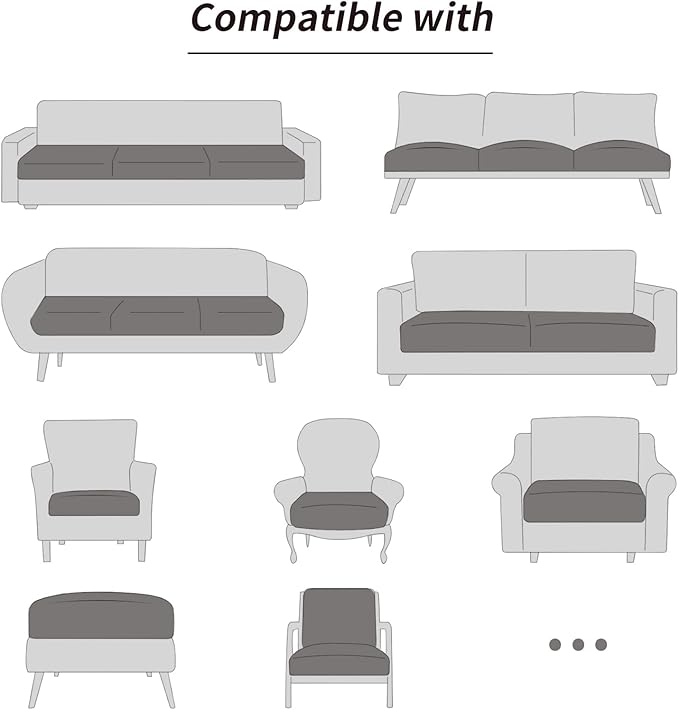 Fuloon Waterproof Couch Cushion Covers, Stretch Sofa Seat Cushion Slipcovers - Image 6