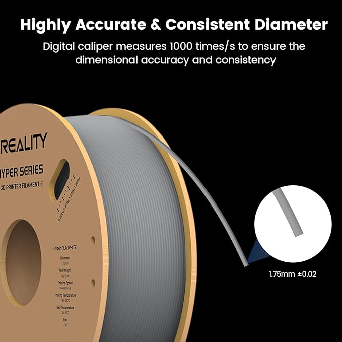 Creality Hyper 3D Printer PLA Gray Filament High Speed Printing 1.75mm 2.2lbs - Image 4