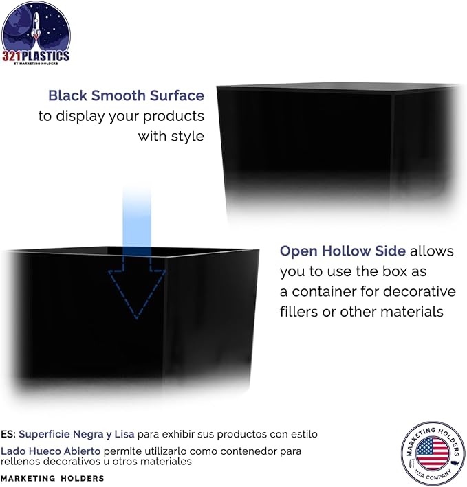 4 Pack Black Acrylic Display Box Counter Retail Merchandise Storage Bin No Lid - Image 6