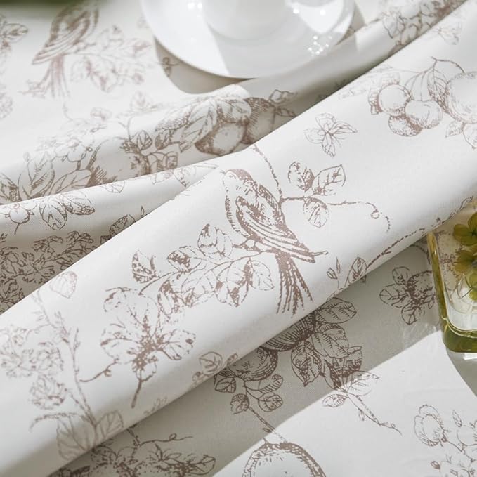 jinchan 95% Blackout Floral Curtains 84 Inches Long, Printed Flower Taupe - Image 4