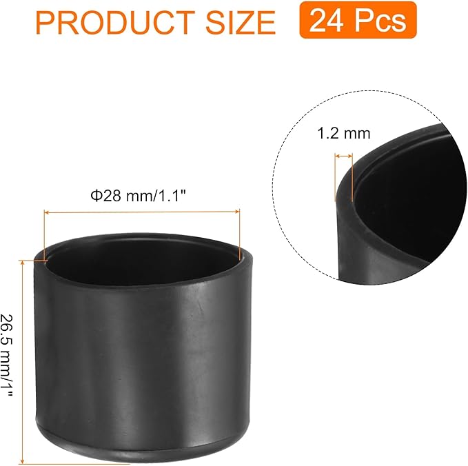 uxcell 24pcs Round Chair Leg Caps 28mm/1.1" PVC Chair Leg Floor Protectors - Image 2