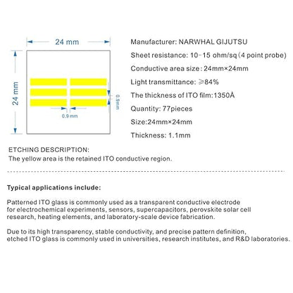 Etched ITO Coated Conductive Glass Substrate Slides Electrode Superconducting - Image 3