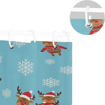 Christmas Santa Reindeer Blue Shower Curtain Liner 72×72 inch - Image 5