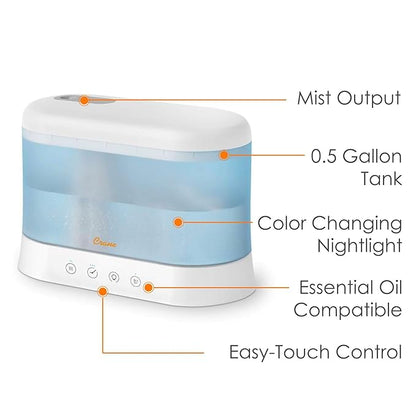 Crane 1.9 Liter Top Fill Cool Mist Humidifier & Essential Oil Diffuser - Image 2
