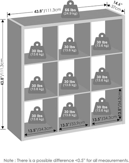 Furinno Simple Cube Storage Organizer, 9-Cube Display Shelf, Open Back Shelving - Image 3