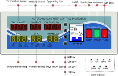 XM-18G Egg Incubator Controller Intelligent Six-Screen Six-Display Temperature - Image 2