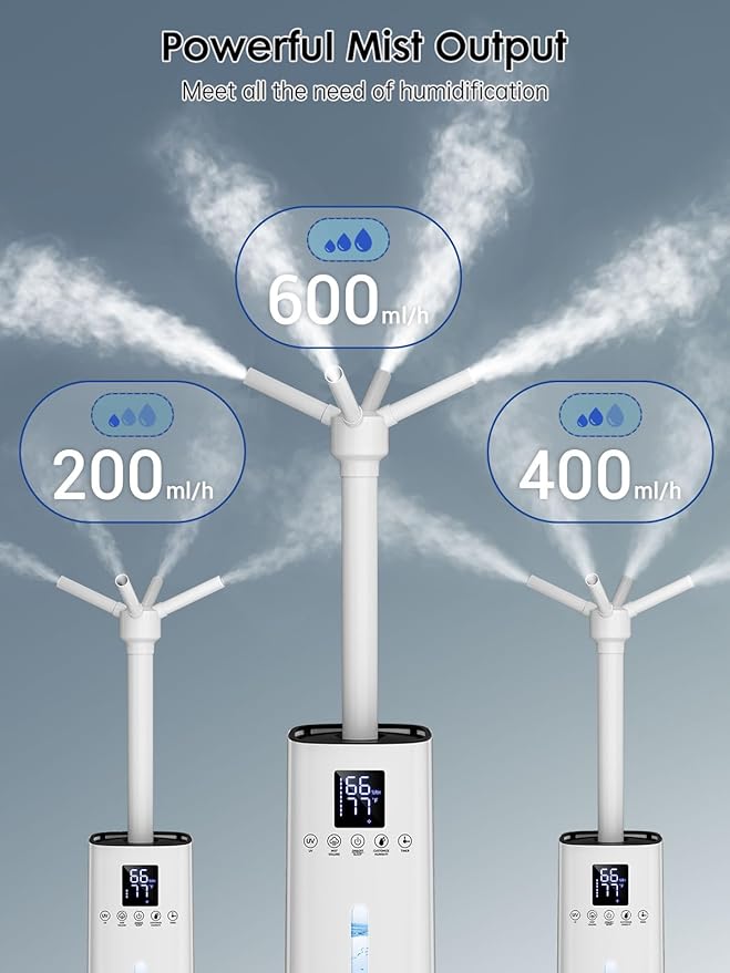 15L/4Gal Humidifier Large Room, 600mL/h Misting, 1200ft² Coverage, Auto - Image 3