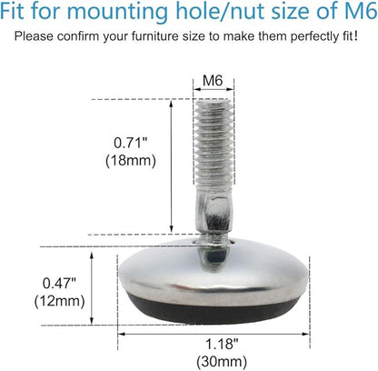 uxcell M6 x 18 x 30mm Leveling Feet Adjustable Leveler Floor Protector Support - Image 2