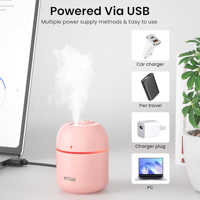 Portable Small Humidifier, WUTAER USB Personal Desktop Humidifier - Image 5