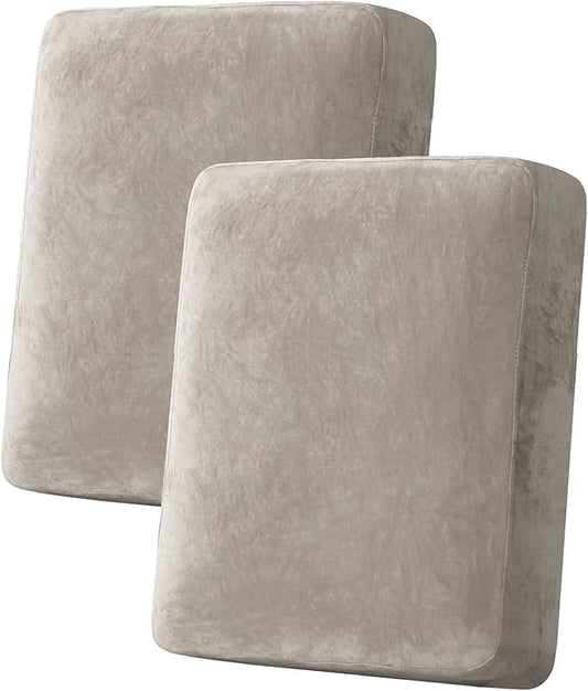 H.VERSAILTEX Velvet Stretch Couch Cushion Cover Plush Cushion Slipcover by HVERSAILTEX