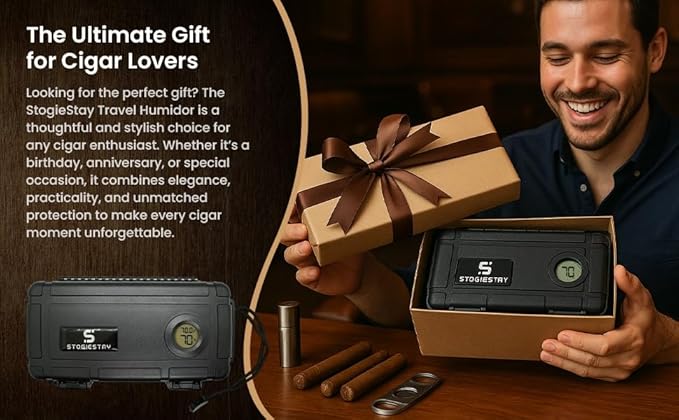 StogieStay Travel Humidor for Cigars – Digital Hygrometer, Airtight & - Image 9